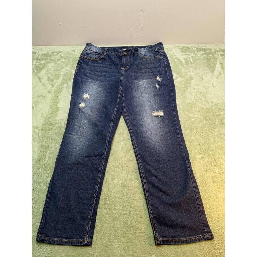 Maurices Jeans Regular Fit True B Plus Size 20W Blue Dark Wash Denim Distressed